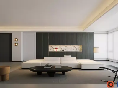 Minimalist Luxury Living Lounge 3D model