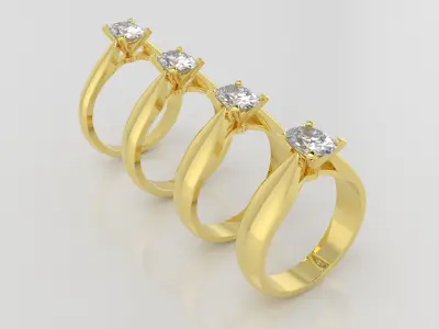 OVAL 0-75-CT 4 Shank width Sizes Quarter Round 3D Model Pack