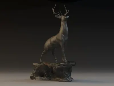 Antelope Statue antelopes bronze deer animal  3D model