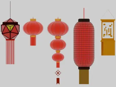 Japanese Lantern pack 3D model