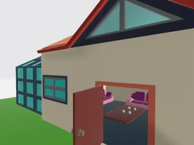 Animated House for game ready animation low poly cartoon Free low-poly 3D model