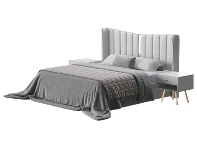 Modern Beige King Size Bed 3D model