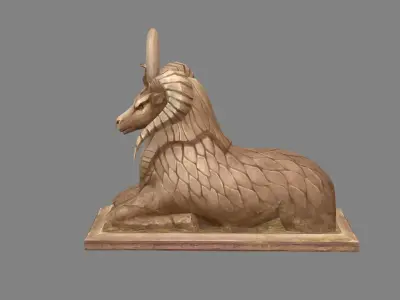 Stone sheep sculpture Low-poly 3D model