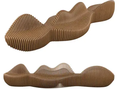 wood sliced public Bench 3D model