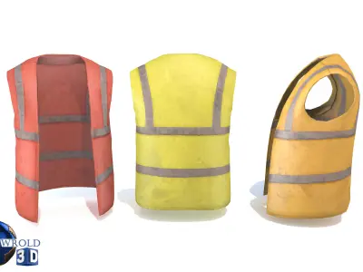 Worker Vest Safety Vest Collection Pack Lowpoly 3D Model  Low-poly 3D model