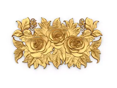 mural classic flowers decor ornament 02 3D model