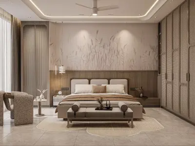 Luxury Modern Master Bedroom 3D Scene Photorealistic Interior 3D model