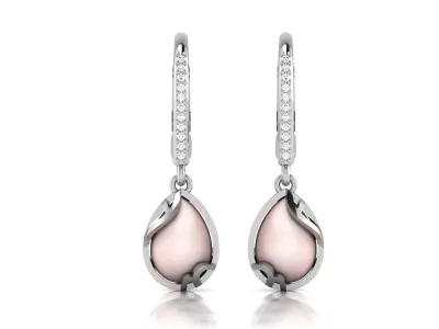 Women Opal Stone Earrings 3D print model