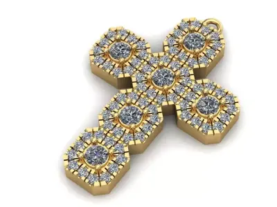 New Style pendant cross with stones diamond 3D print model 3D print model
