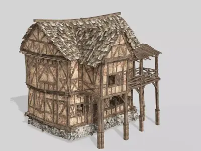 Thatch Hut House 05 For Games and Films 3D Model Low-poly 3D model