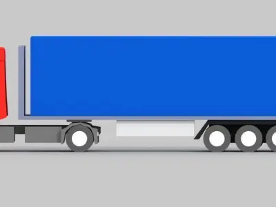 truck low poly semi with box Low-poly 3D model