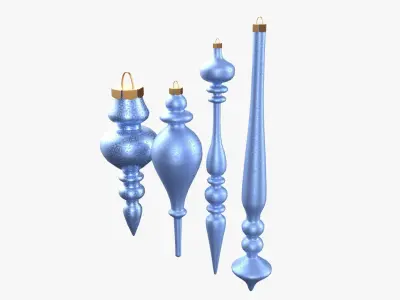 Christmas Tree Ornament Set11 - Pink LightBlue Low-poly 3D model