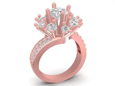 Luxury Burst Cluster Diamond Engagement Ring 3D Model for  2648 3D print model