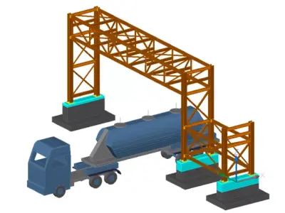 Pipe bridge 3 levels 20m long 2600mm wide 6400m clearance 3D model