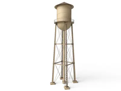 Water Tower Low-poly 3D model 3