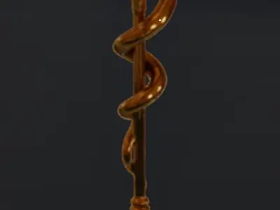 Golden Snake staff  Low-poly 3D model