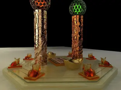 Chinese gold Ingot 3D model