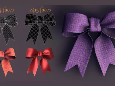 Fabric Bows - Pack 02 3D model