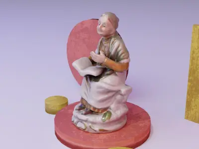 Old woman statue high-poly 3D model