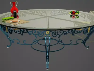 Wrought iron round table 3D model