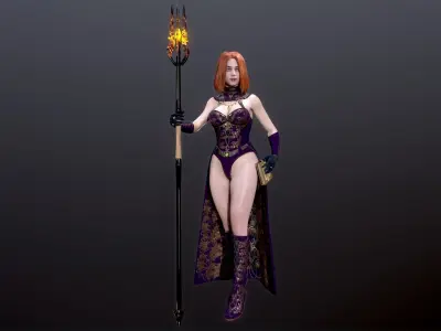 Woman Mage Low-poly 3D model