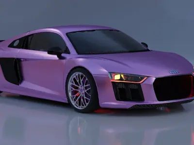 Pink metalic Audi R8 2018 Sport Car Low-poly 3D model