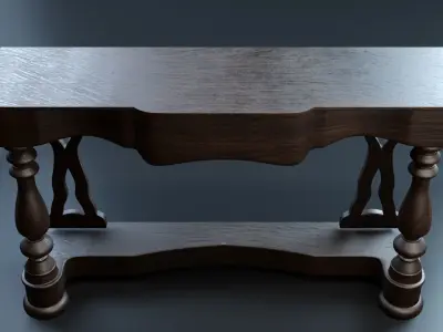 Wooden Retro Sideboard 3D model