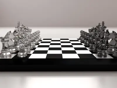 Chessboard chess board with pieces 3D model