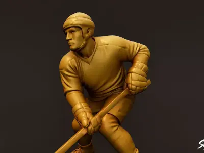 Golden Hockey Statue Low-poly 3D model