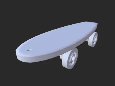 Old wooden toy skateboard Free 3D model