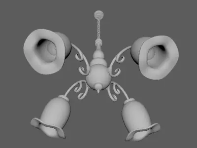 Chandelier lamp with two speakers hanging from it Low-poly 3D model