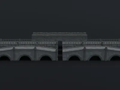 Cartoon stone bridges Polygonal Style Low-poly 3D model
