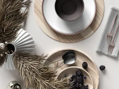 Table settings with reed 3D model