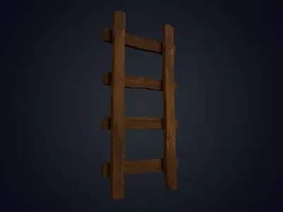 Old Wooden Ladder Low-poly 3D model