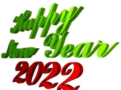 Happy New Year 2022 03 Low-poly 3D model