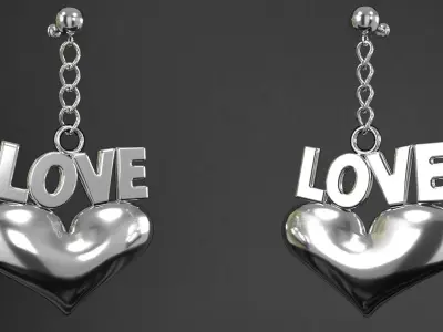 earrings love earring 3D model