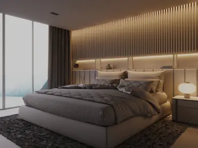 Luxury Master Black Bedroom 3D model