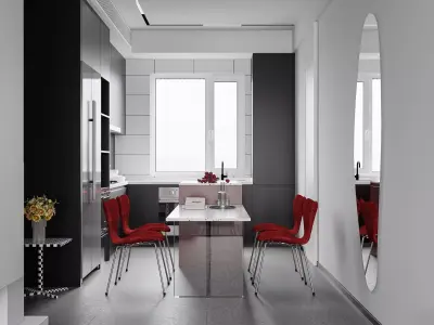 Modern living room dining room interior scenes 466 3D model
