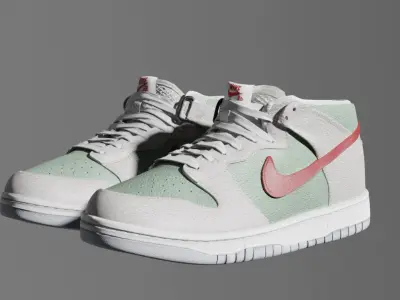 Nike Dunk Mid Pro SB SK8 Shoes 3D model Low-poly 3D model