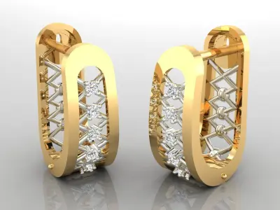 Earring E17 The luxury female earring with gems 3D print model