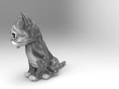 Cute pet cat model 3d low poly Rigged Low-poly 3D model
