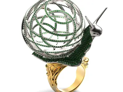 exclusive snail ring with stones 332 3D print model