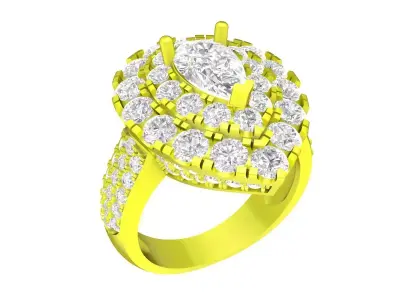 A7547 Luxury Korean Style Diamond Pear Engagement Ring 3D print model