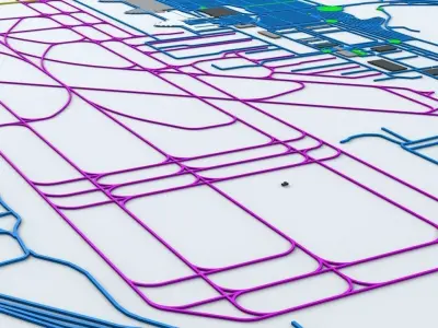 Barcelona El Prat BCN Airport Roads Buildings and Public Trans 3D model