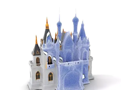 Golden Enchanted Castle model pack Low-poly 3D model