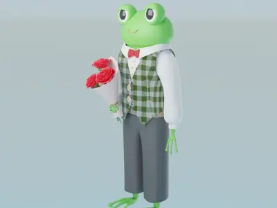 Gentleman frog 3D model