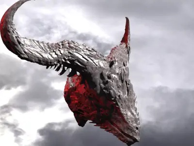 Horned Lizard Dragon Head Mount 2 3D model