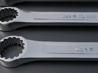 wrench tool set Low-poly 3D model