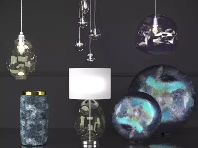 Lamps and palets 3D model