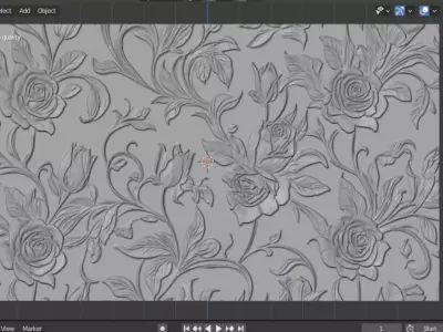 modern rose panel wall decor set relief stl mural CNC 308 3D model